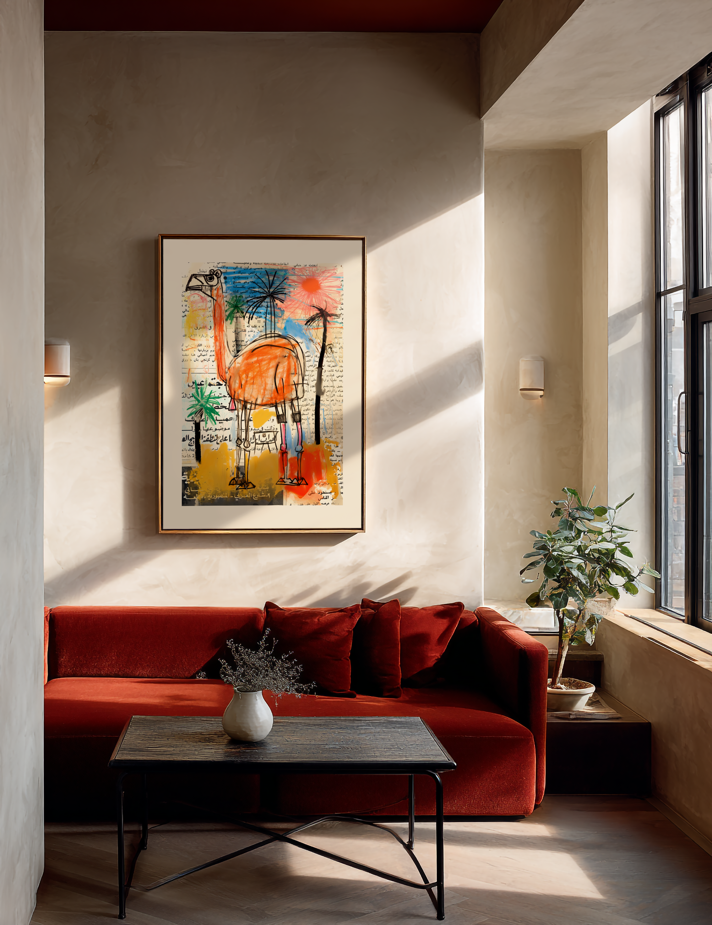 Abstract camel illustration for home art and interior styling