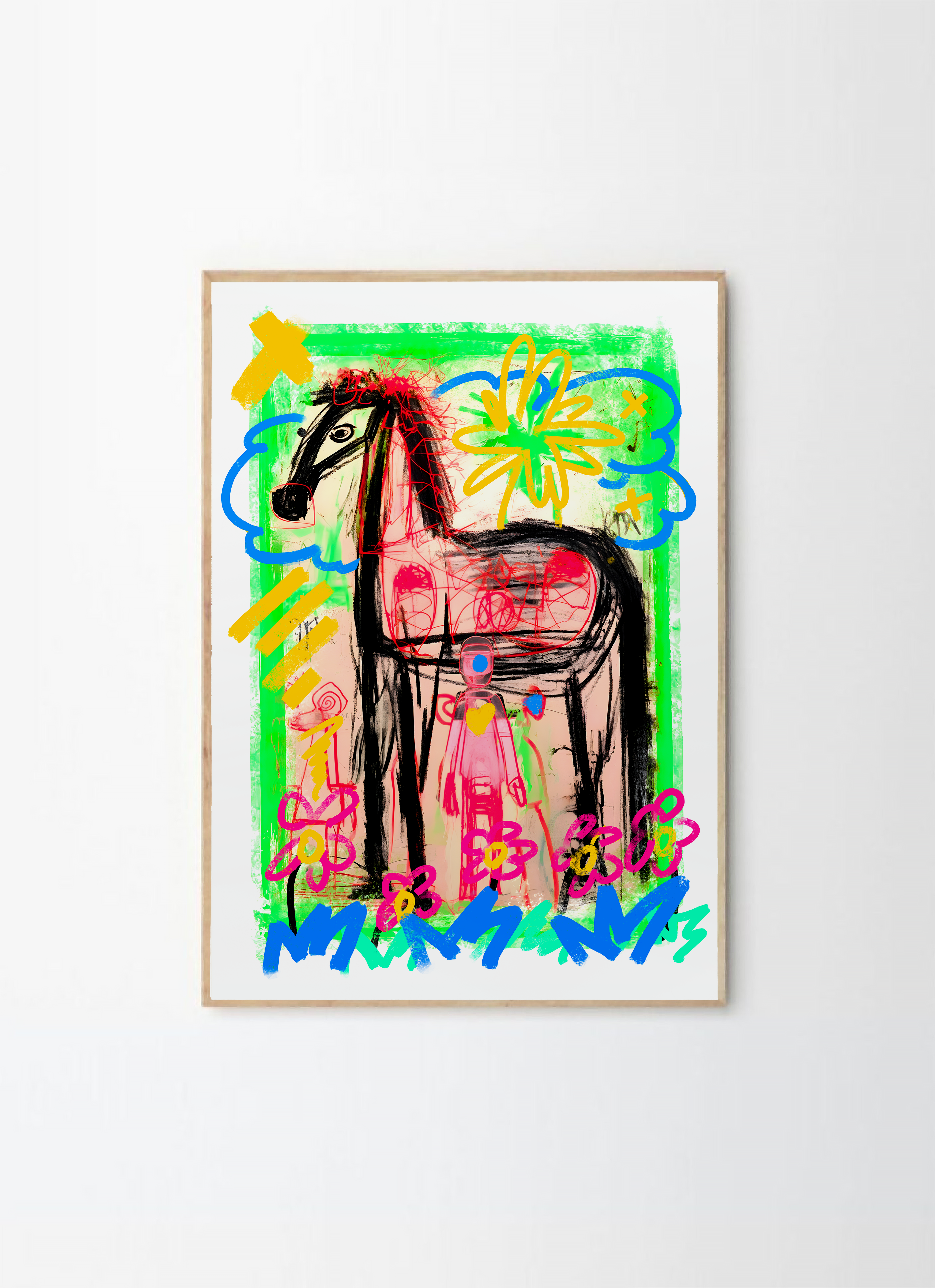 Abstract horse illustration poster for wall art