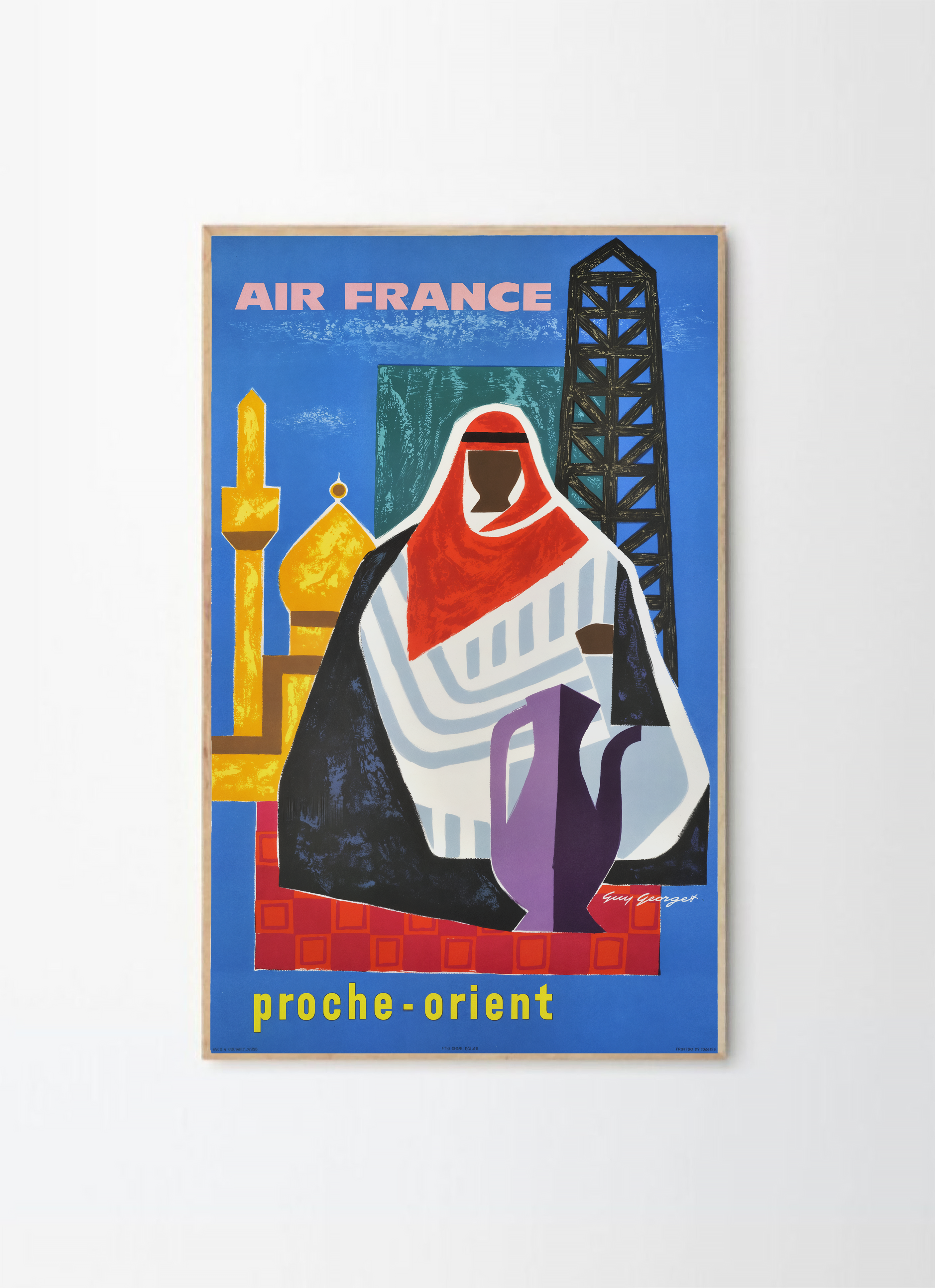 Air France retro poster illustration Kuwait print