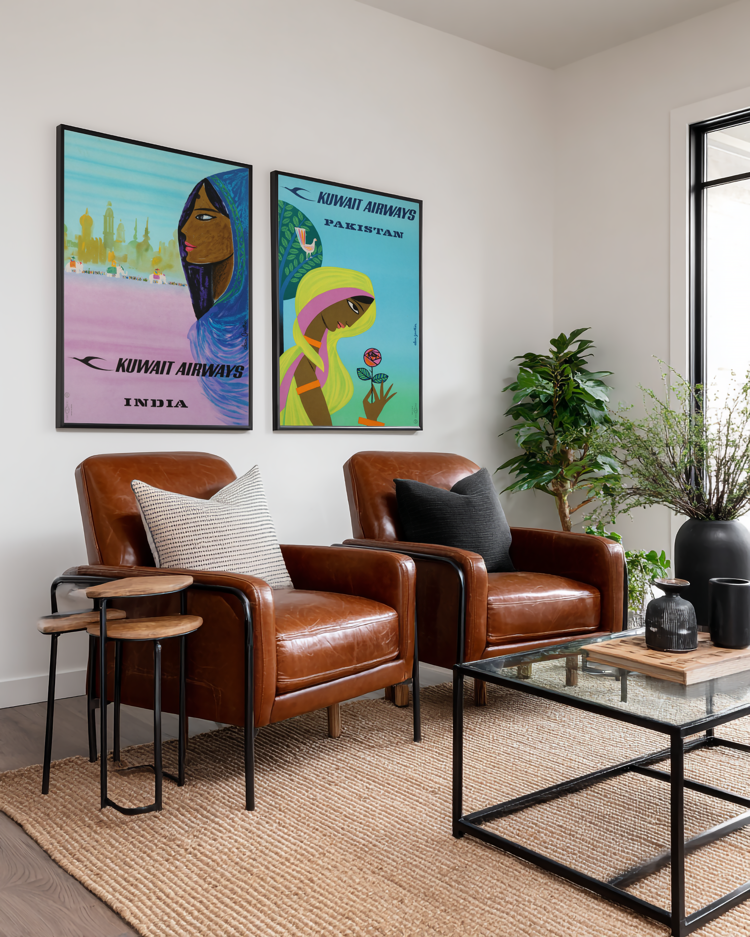 Vintage Kuwait Airways artwork print with India theme for living spaces