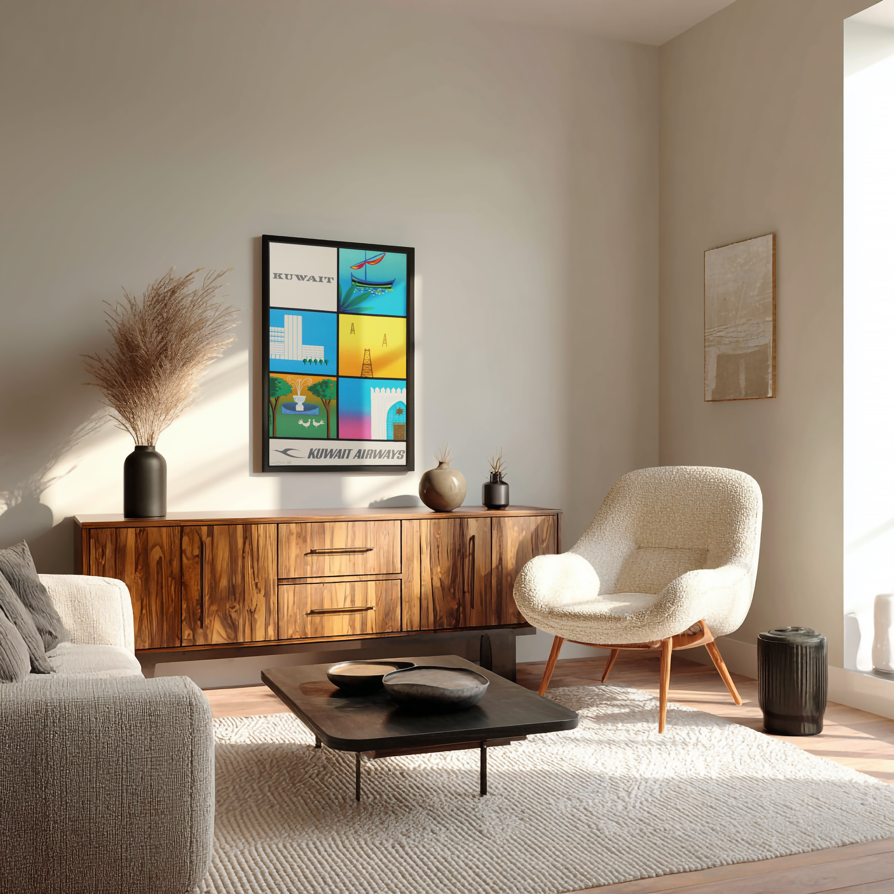 Kuwait Airways illustration for wall art and home furniture