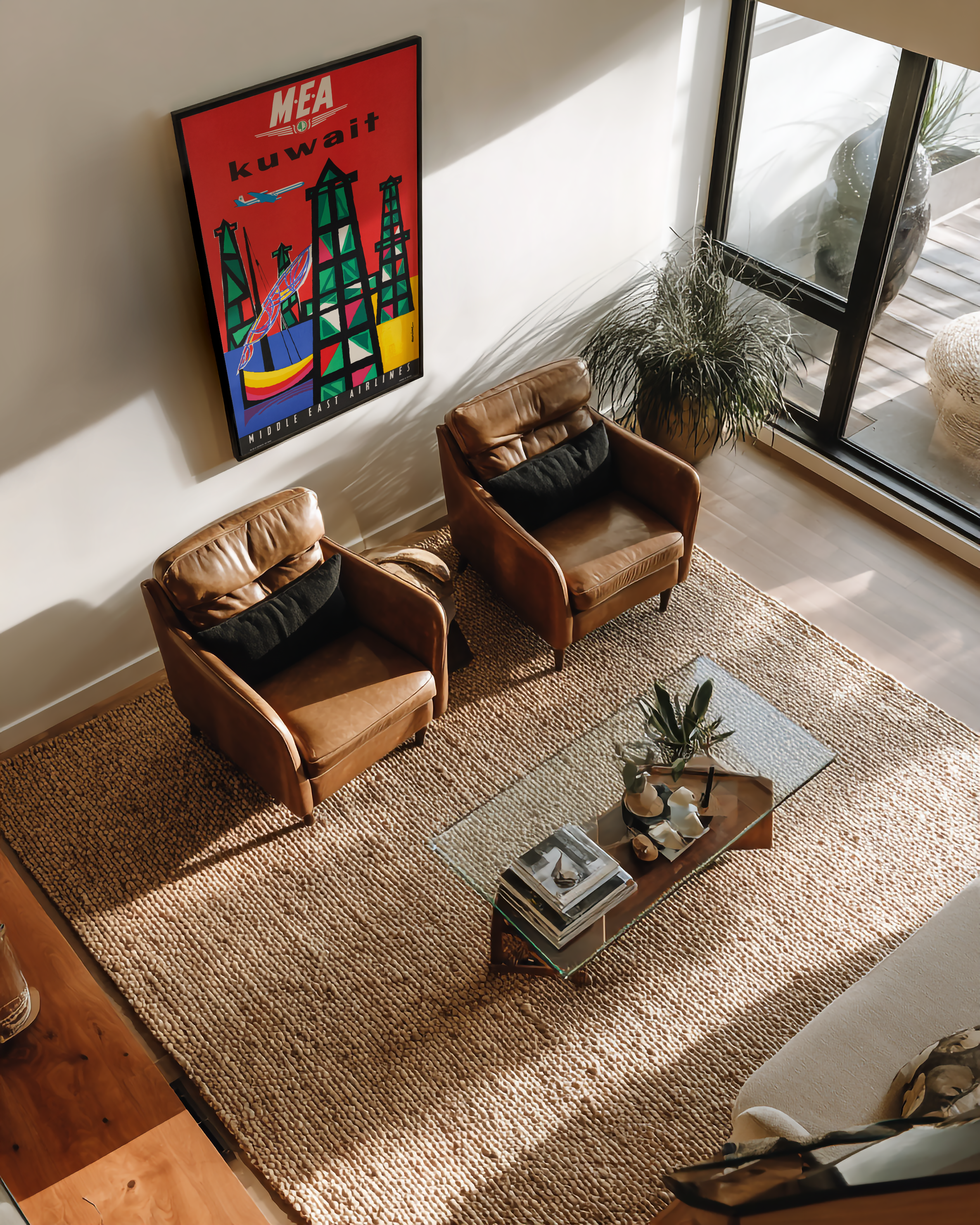 Middle Eastern Airlines MEA illustration depicting Kuwait for wall art and home display