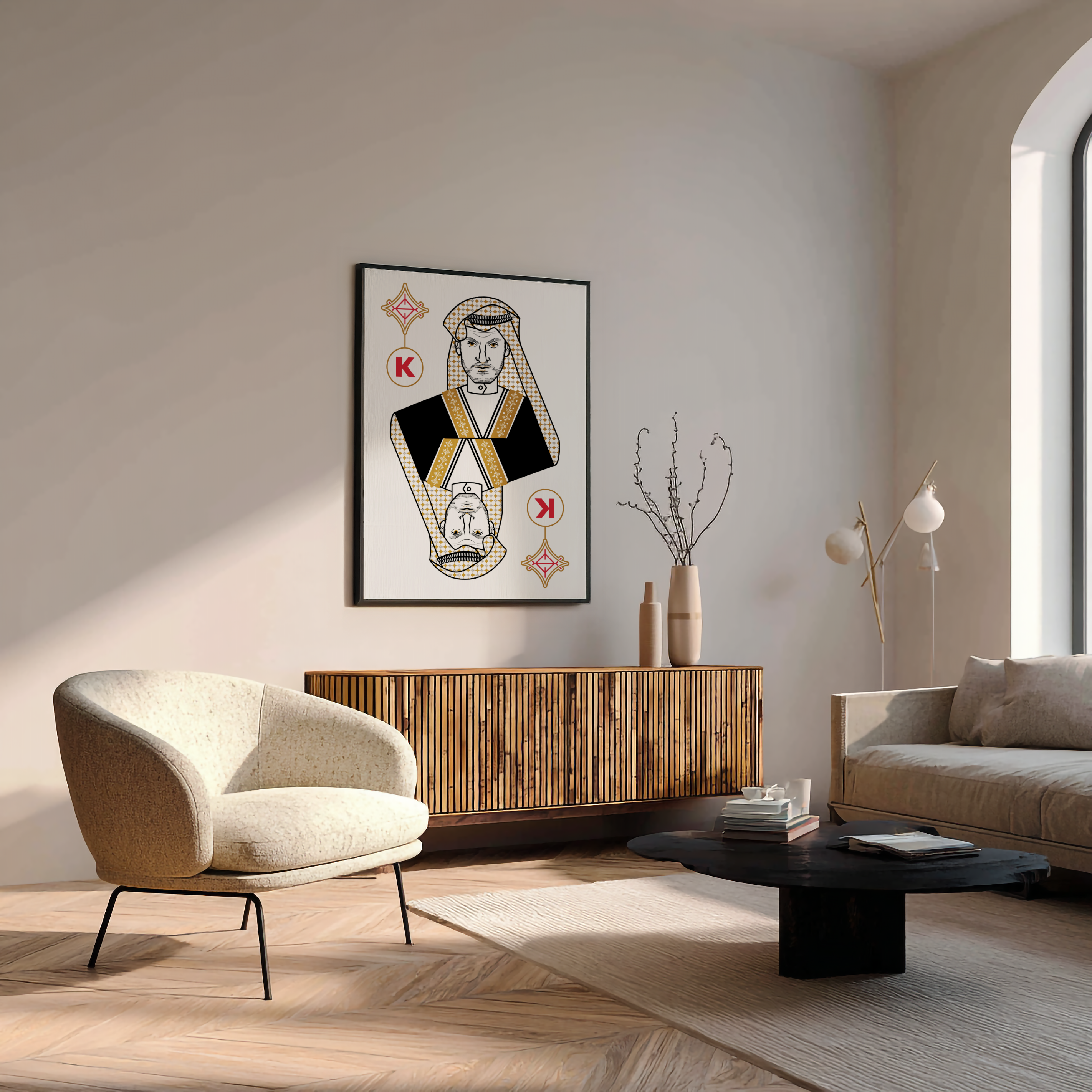 King playing card illustration for home wall art and interior styling