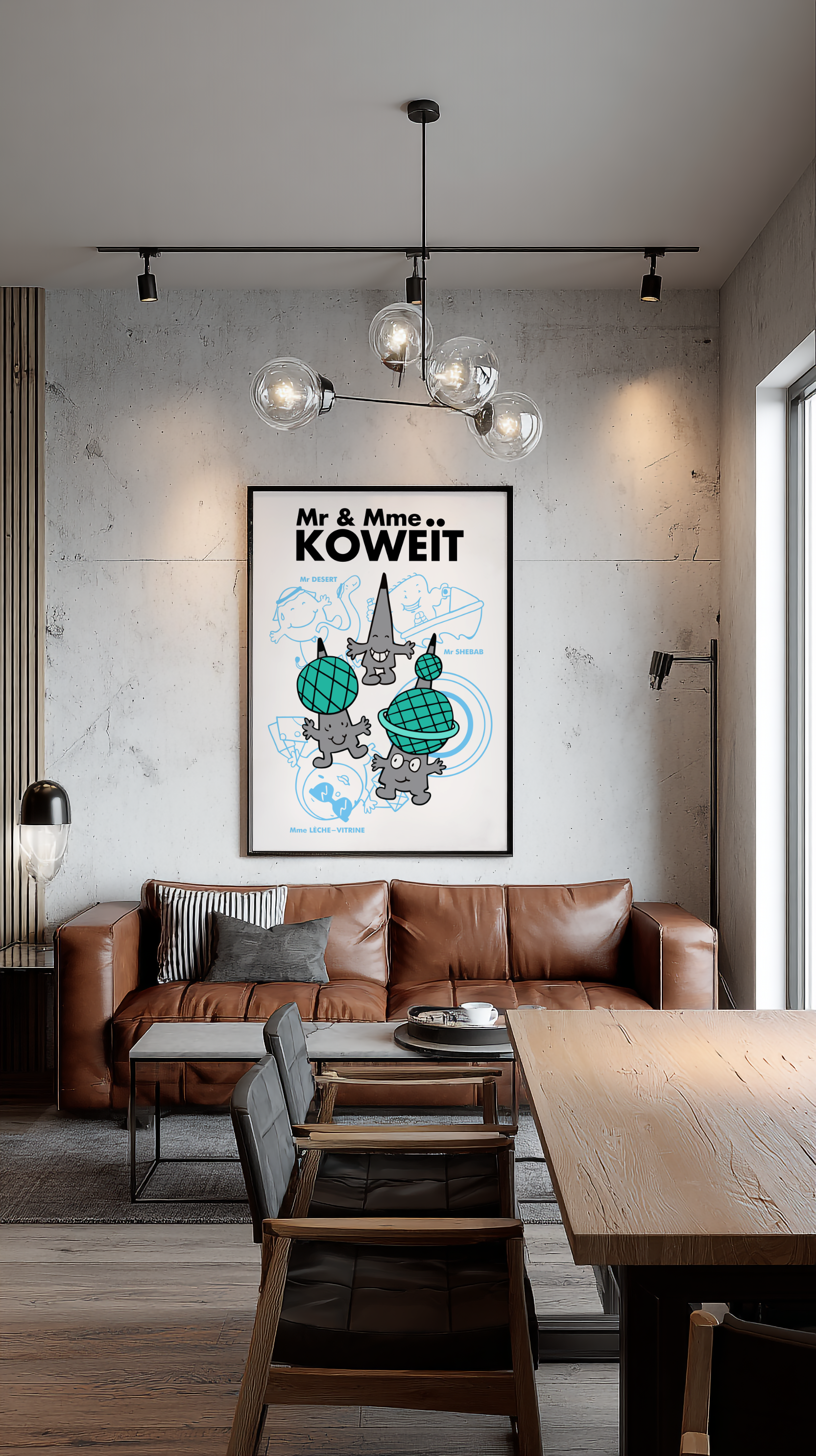 Illustration of the Kuwait Towers for home wall art and interior styling