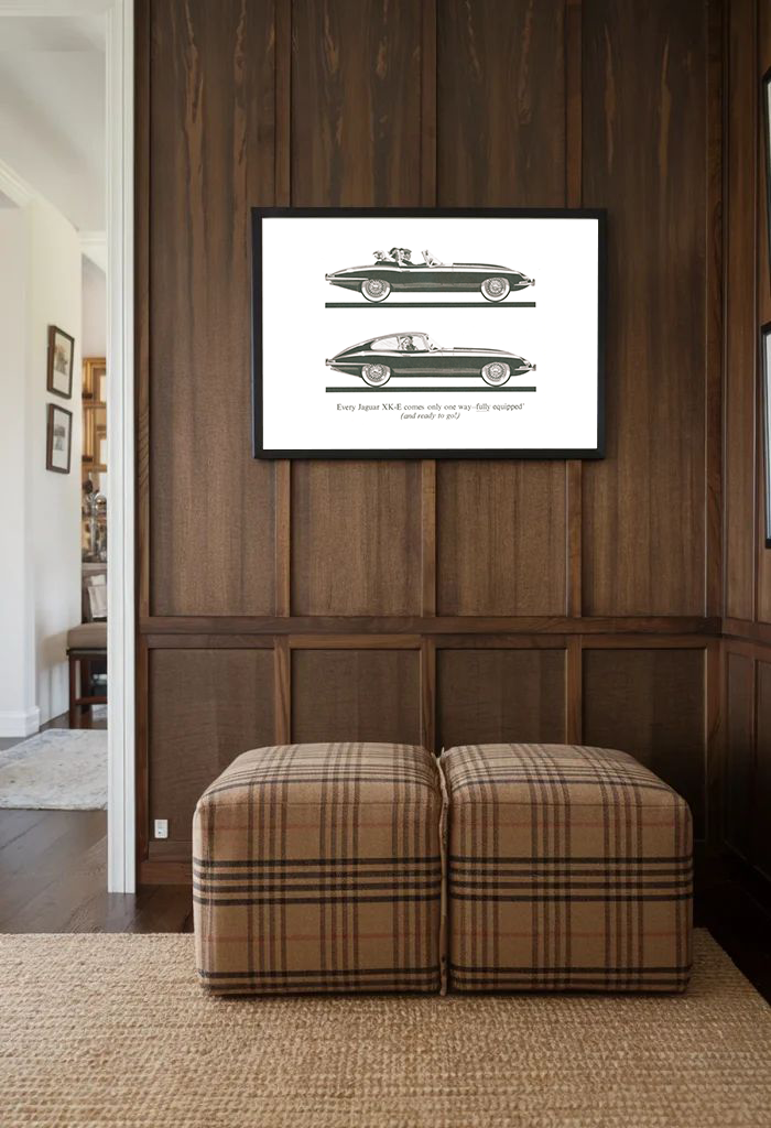 vintage Jaguar magazine illustration for interior design